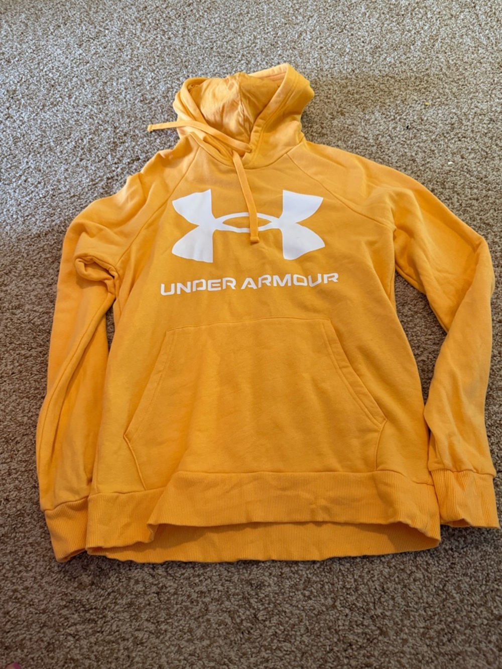 Under Armour Yellow Pullover Hoodie with White Logo